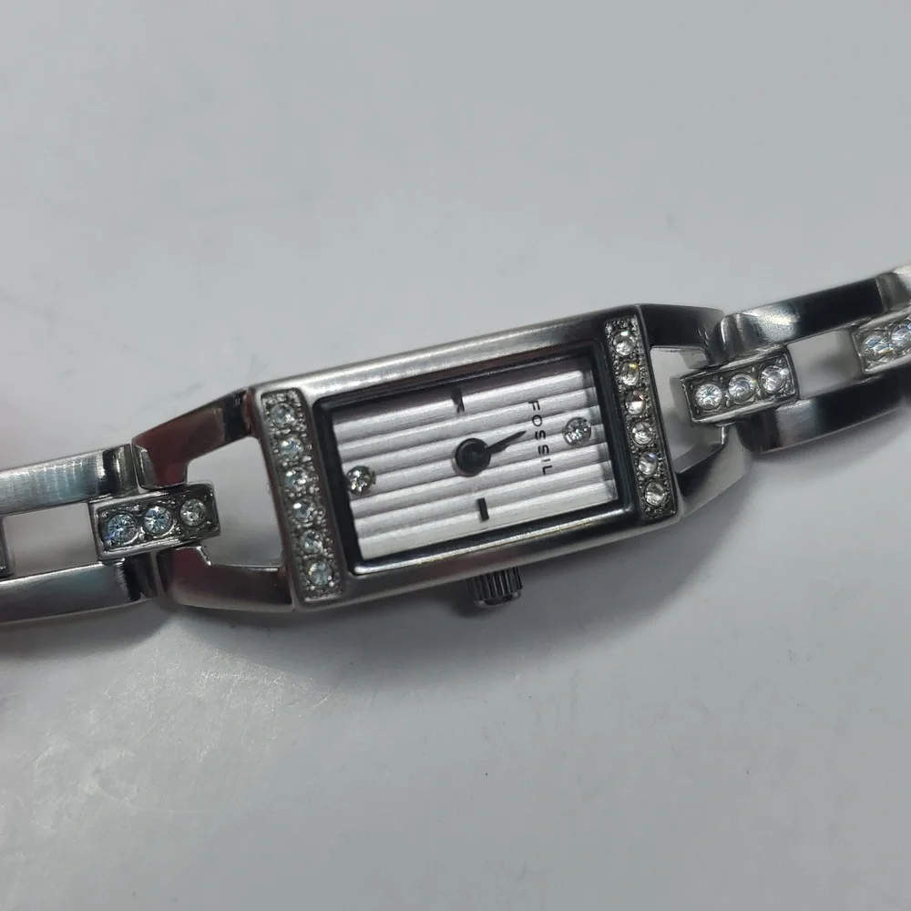 Vintage Fossil F² Watch ES1510 Silver Stainless Steel Watch